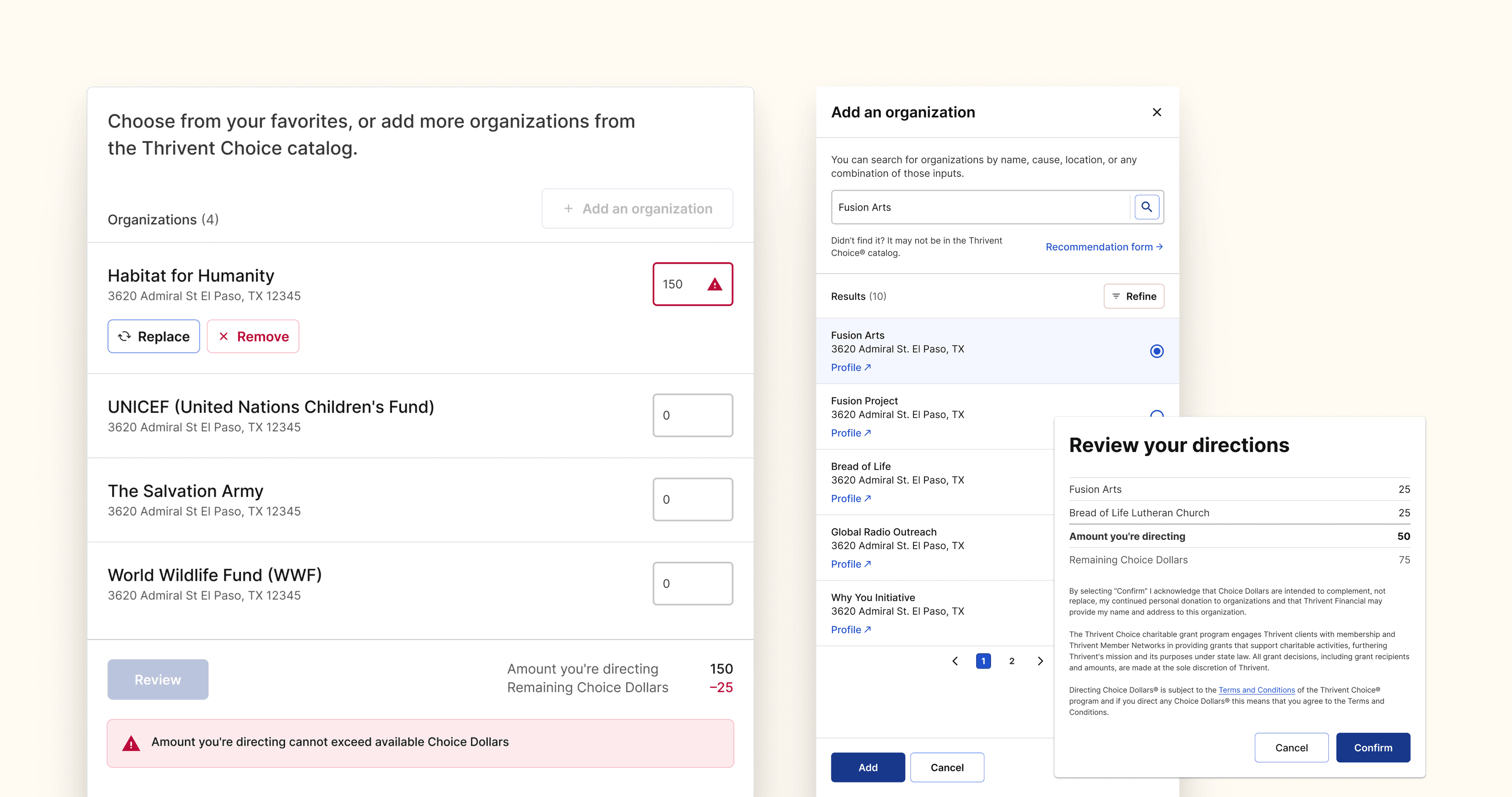 Improving Search & Usability in Thrivent’s Choice Dollars Program project screenshot